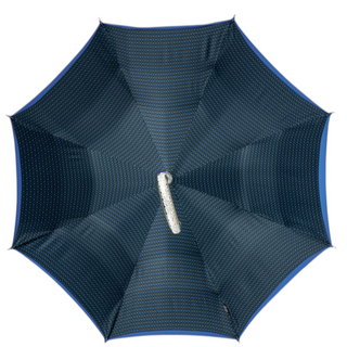 Royal blue satin canopy sapphire handle automatic luxury men's Italian umbrella detail