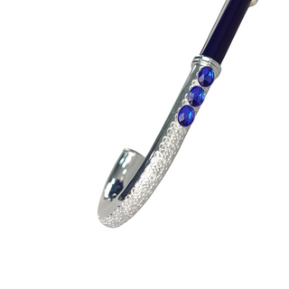Royal blue satin canopy sapphire handle automatic luxury men's Italian umbrella back