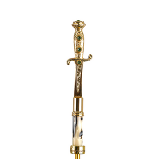 Men's luxury green canopy 24K gold handle carbon fiber Italian umbrella detail