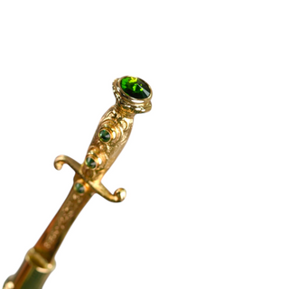 Men's luxury green canopy 24K gold handle carbon fiber Italian umbrella top