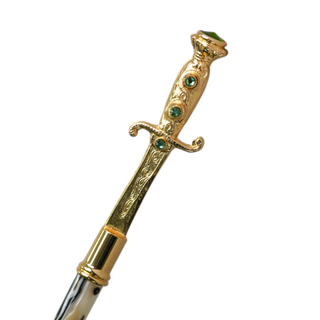 Men's luxury green canopy 24K gold handle carbon fiber Italian umbrella full