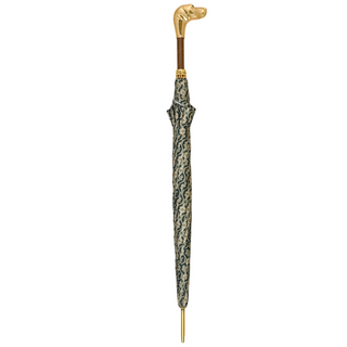 Luxury gold 24K gold handle carbon fiber frame handmade Italian umbrella close-up