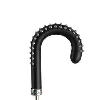 Men's blue automatic studded leather handle carbon fiber Italian umbrella canopy