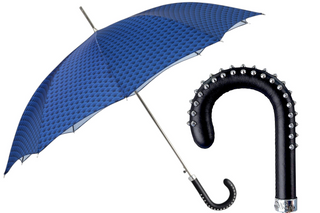 Men's premium automatic studded leather grip Italian umbrella front view