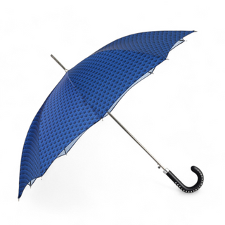 Men's blue automatic studded leather handle carbon fiber Italian umbrella side