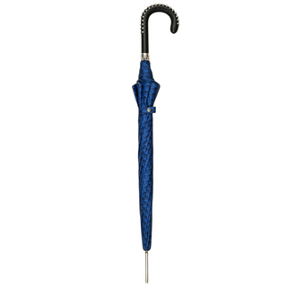 Men's premium automatic studded leather grip Italian umbrella close-up