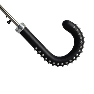 Men's premium automatic studded leather grip Italian umbrella top view