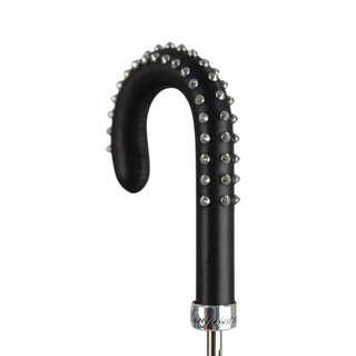 Men's premium automatic studded leather grip Italian umbrella canopy detail