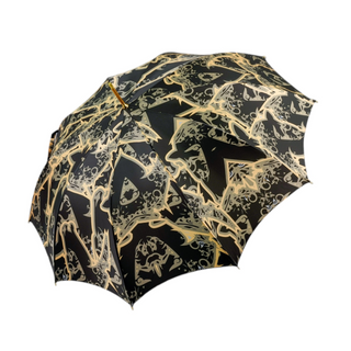 Luxury designer 24K gold horse head handle handmade Italian men's umbrella open