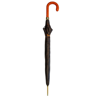 Men's luxury carbon fiber horse design ostrich leather handle Italian umbrella close-up