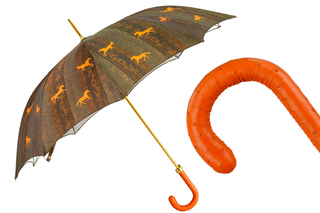 Men's luxury carbon fiber horse design ostrich leather handle Italian umbrella front