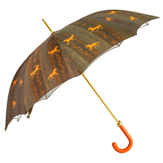 Men's luxury carbon fiber horse design ostrich leather handle Italian umbrella side