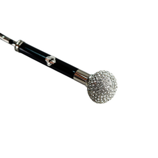 Luxury striped silverplated 925 handle handmade men's Italian umbrella back view