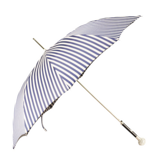 Luxury striped silverplated 925 handle handmade men's Italian umbrella side view
