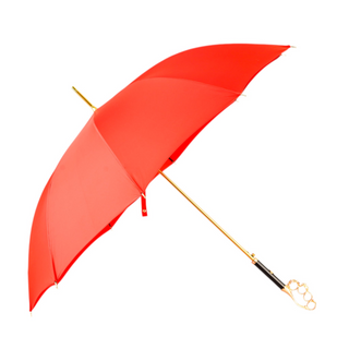Luxury red 24K gold crystal handle reinforced frame men's Italian umbrella side view