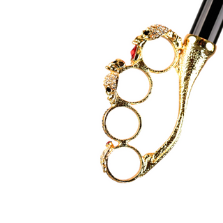 Luxury red 24K gold crystal handle reinforced frame men's Italian umbrella detail