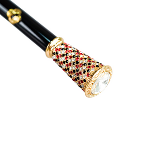 Black luxury gold handle handmade Italian men's umbrella detail