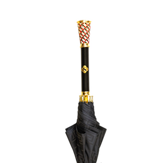 Black luxury gold handle handmade Italian men's umbrella canopy