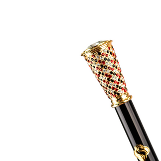 Black luxury gold handle handmade Italian men's umbrella top view