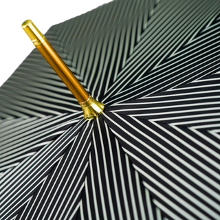 Gentleman's gold 24K handle black striped automatic Italian umbrella detail