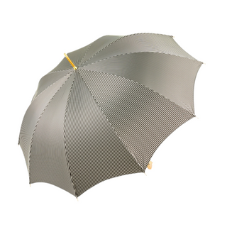 Gentleman's gold 24K handle black striped automatic Italian umbrella open