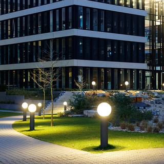 LED Garden Lamp – Black Metal Spherical Outdoor Lighting | Weather Resistant, Modern Design