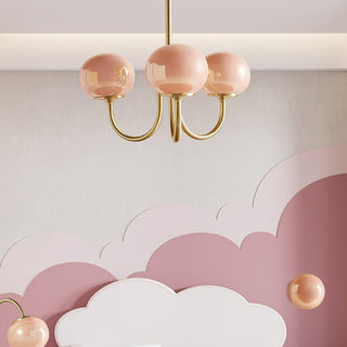 Pink bubble chandelier glass modern pendant interior view