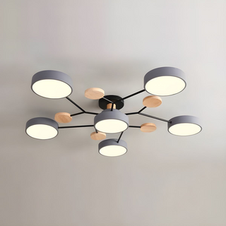 Chandelier multi-arm LED adjustable ceiling close-up view