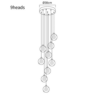 Glass Globe Pendant Light – Multi-Head Cluster Stairway Lighting Fixture with Adjustable Height