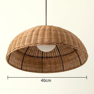 Natural bamboo woven pendant — Scandinavian boho dining lamp
