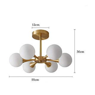 LED Hanging Ceiling Light – White Glass Chandelier With Milky Spheres Elegant Design