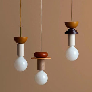 Suspension en bois coloré – Luminaire suspendu moderne et réglable pour îlot de cuisine