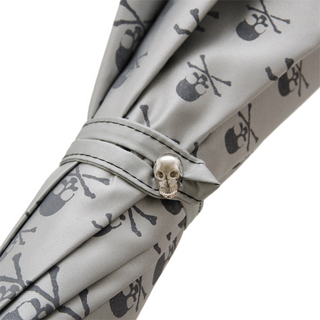 Studded grey skull print handmade Italian acetate umbrella top view