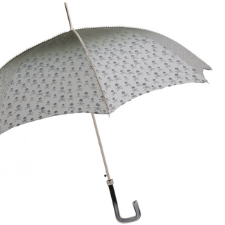 Studded grey skull print handmade Italian acetate handle umbrella side