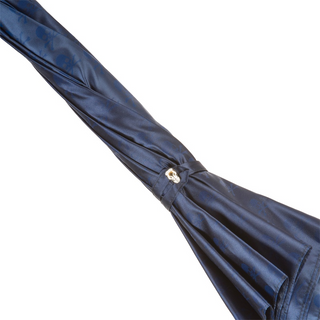 Navy silver skull handle studded canopy automatic handmade Italian umbrella top view