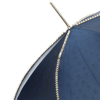 Navy silver skull handle studded canopy automatic handmade Italian umbrella open