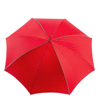 Red automatic Italian skull handle studded umbrella top view