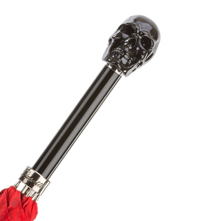 Red automatic Italian skull handle studded umbrella canopy detail