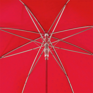 Red automatic Italian skull handle studded umbrella open canopy