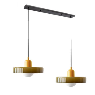 Modern Bauhaus pendant with two glass LED bulb shades