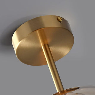 Semi-flush copper glass ceiling lamp, retro bedroom lighting