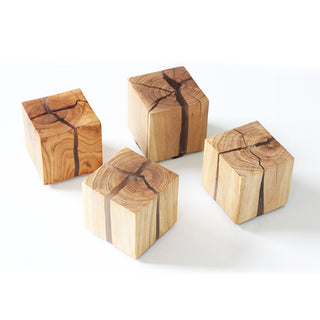 Modern wood crackle table lamp side — natural warm glow