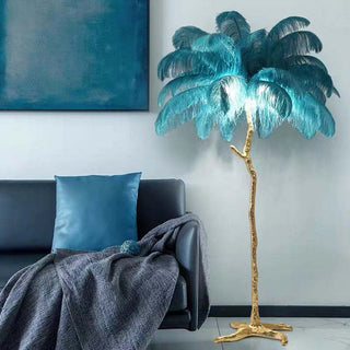 Luxury floor lamp maple leaf — resin feather warm