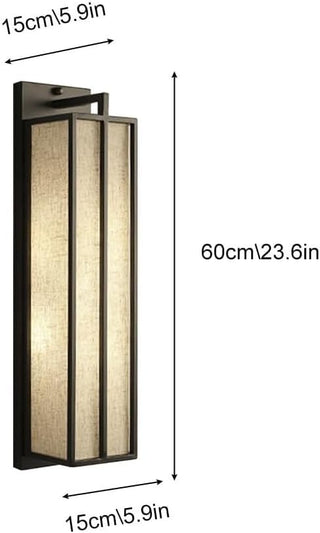 Linen Wall Light – Chinese Style Iron Wall Lamp with Linen Fabric Shade & Black Metal Frame