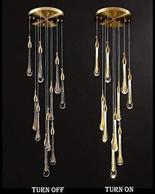 Gold Crystal Chandelier – Modern Staircase Lighting With LED Fixture