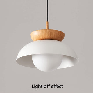 Contemporary dining pendant with metal wood design