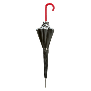 Polka dot handmade Italian double cloth leather handle umbrella close-up