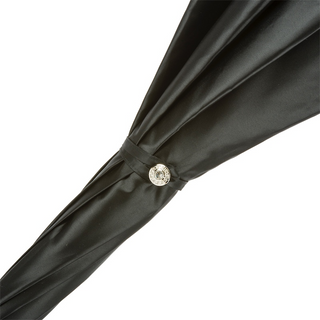 Polka dot handmade Italian double cloth leather umbrella handle close-up
