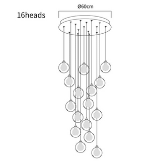 Glass Globe Pendant Light – Multi-Head Cluster Stairway Lighting Fixture with Adjustable Height
