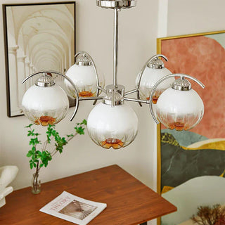 Glass filament chandelier wide — modern flower LED adjustable